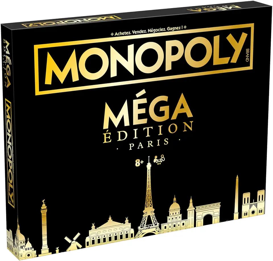 Winning Moves Monopoly Mega Paris Gold auf Französisch – Luxus-Edition Gesellschaftsspiel 8 Jahre + ikonisch – Brettspiel für 2 bis 6 Spieler