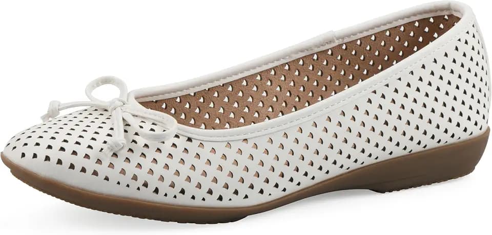 Cliffs by White Mountain Women's Carris Cushioned Perforated Ballet Flat