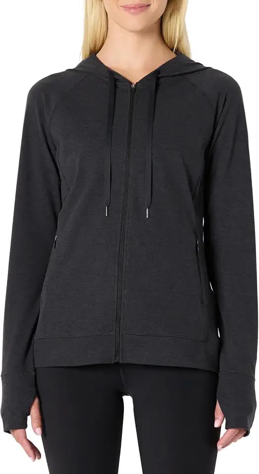 Amazon Essentials Women's Athletic Soft Performance Lightweight Zip Up Workout Hoodie Jacket