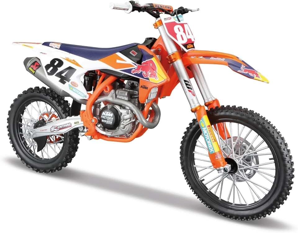 Maisto - Red Bull KTM Supercross SX450 Jeffrey Herlings, Maßstab 1:6, Detailliertes Diecast Modell, funktionierende Federung, bewegliche Lenkung, inkl. Ständer, Altersempfehlung ab 8 Jahren