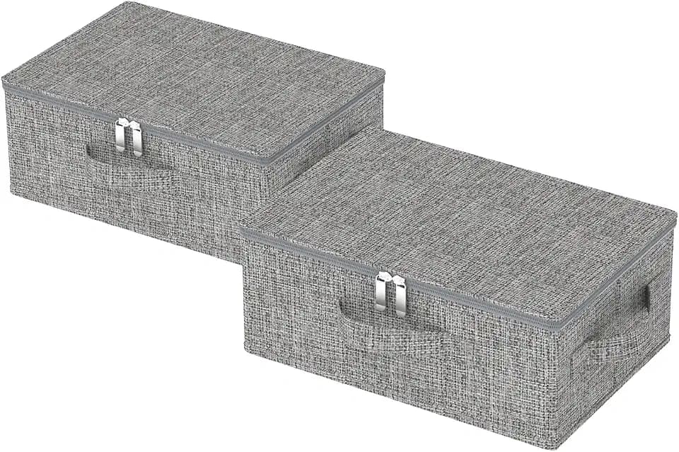 Unterbett Aufbewahrungsboxen mit Deckel,38x26x15cm,Grau,2 Stück