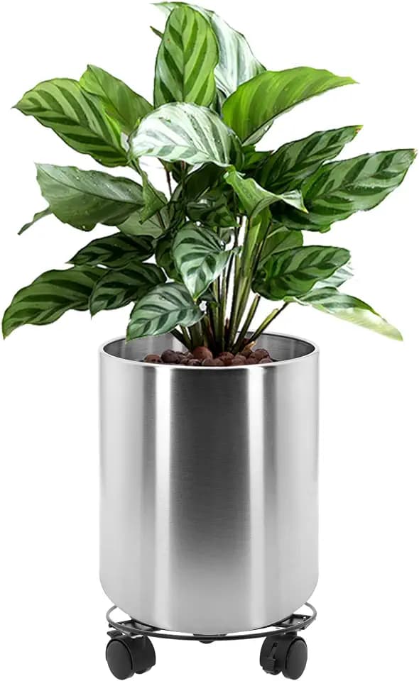 Longrun 25CM Edelstahl Zylindrische Blumentopf, Home Patio Dekor Gartenarbeit Pflanzgefäße Topf