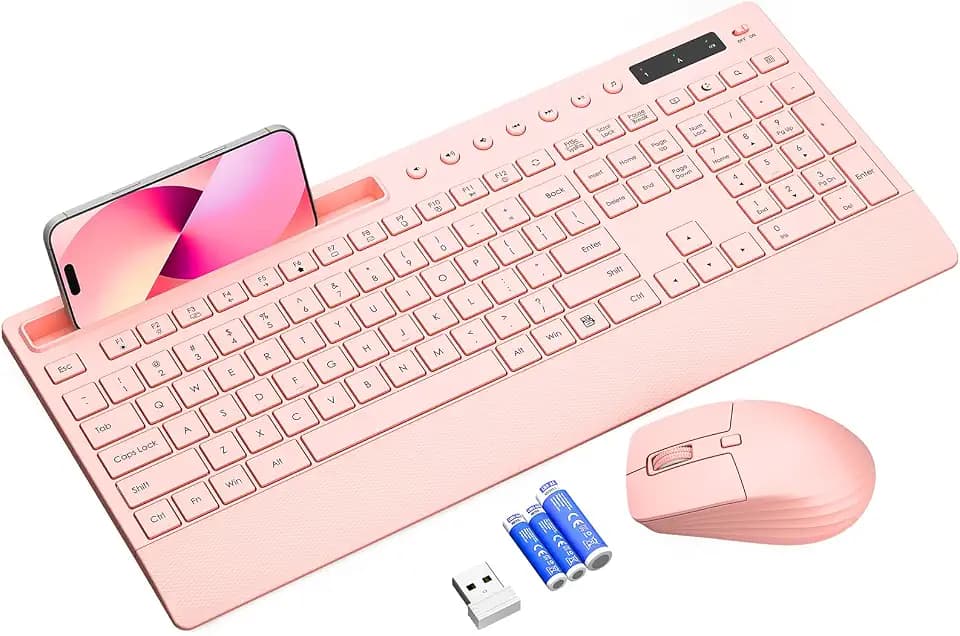 Trueque Wireless Keyboard and Mouse Combo, Full Size with Palm Rest
