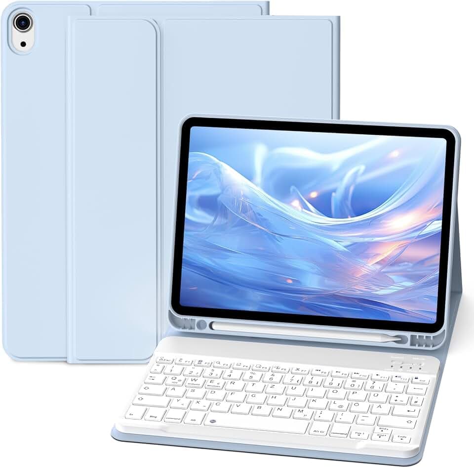 Lsmmpoba Hülle mit Tastatur für iPad (A16) 11./10. Generation (2025/2022)