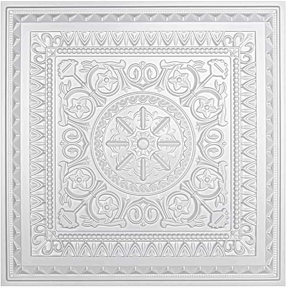 Art3d 12-Pack PVC Drop Ceiling Tiles, Plastic Sheet in White, 2 x 2 ft