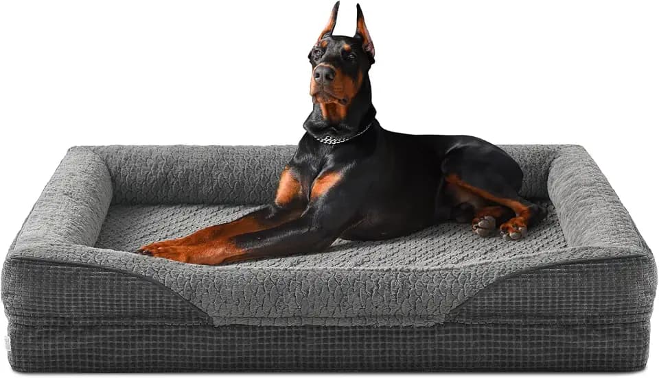 FURTIME Orthopädisches Hundebett Grosse Hunde, Memory Foam Hundekorb XXL, Abnehmbar und Waschbar, rutschfeste Hundekörbchen, Hohem Rand Hundesofa, 122 x 89 x 19cm