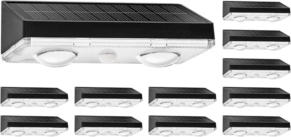 Outdoor Solar Fence Lights, 80LM, 9 Color Modes, IP65 Waterproof, 12 Pack