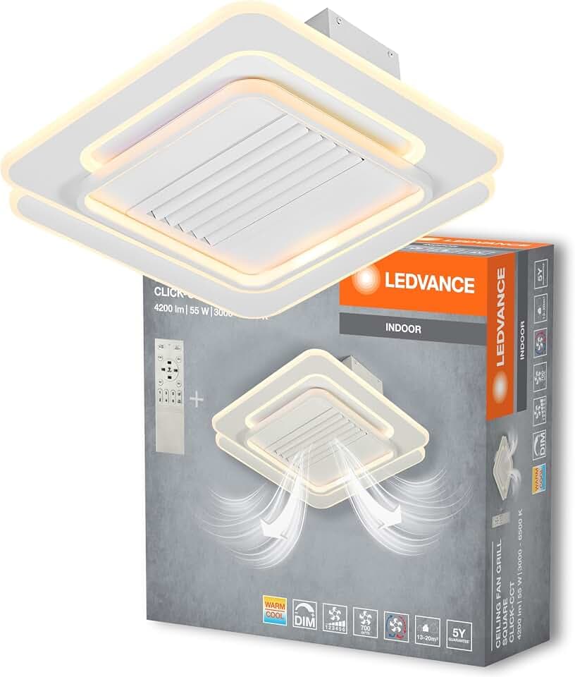 LEDVANCE Deckenlicht/-ventilator quadratisch; 55W; CCT; IP20 für den Innenbereich; weiß; dimmbar