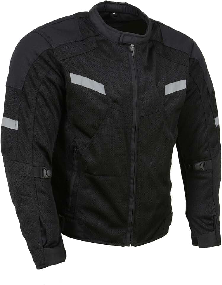 Milwaukee Leather MPM1792 Men's Black CE Armored Textile Motorcycle Jacket- All Season Biker Jacket