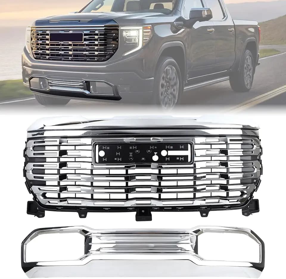 Chrome Grille Set 2pcs Compatible with 2022-2025 GMC Sierra 1500 Denali