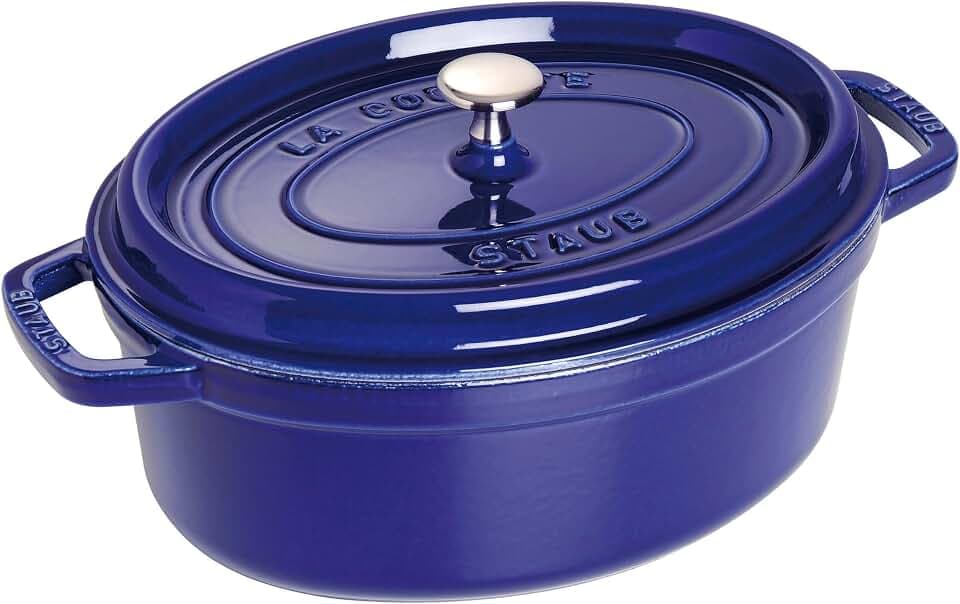 STAUB Cocotte, Gusseisen Bräter, Alle Herdarten inkl Induktion, Oval 29 cm, 4,25 L, Dunkel-Blau