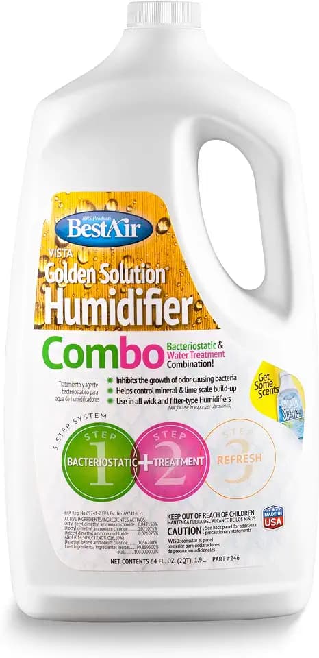 BestAir 246-PDQ-6 Golden Solutions Humidifier Bacteriostatic & Water Treatment Combo, 64 fl oz, 6 Pack , White