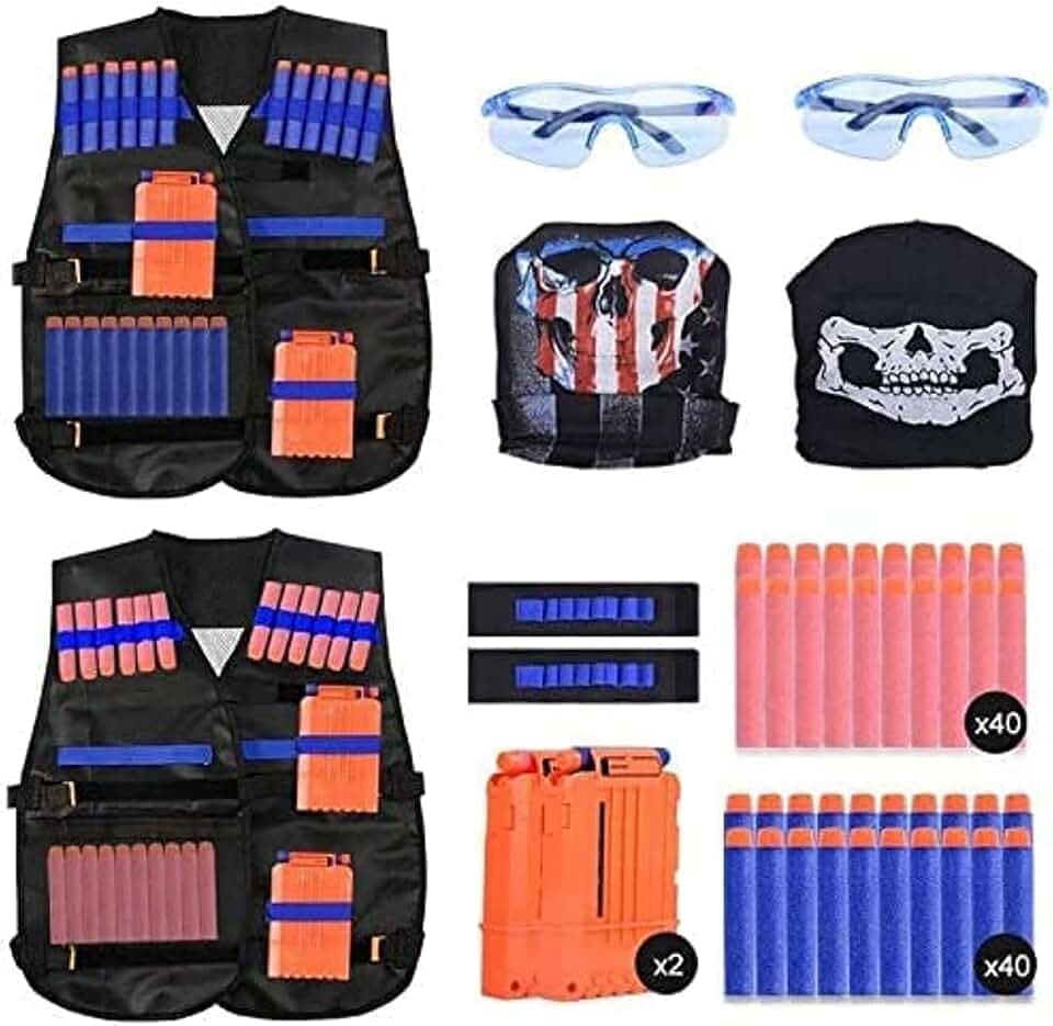 EXTSUD Taktische Weste Jacke Set Kinder Taktische Jacke Set für Nerf Guns N-Strike Elite,Kids Tactical Vest für Nerf Zubehör Set