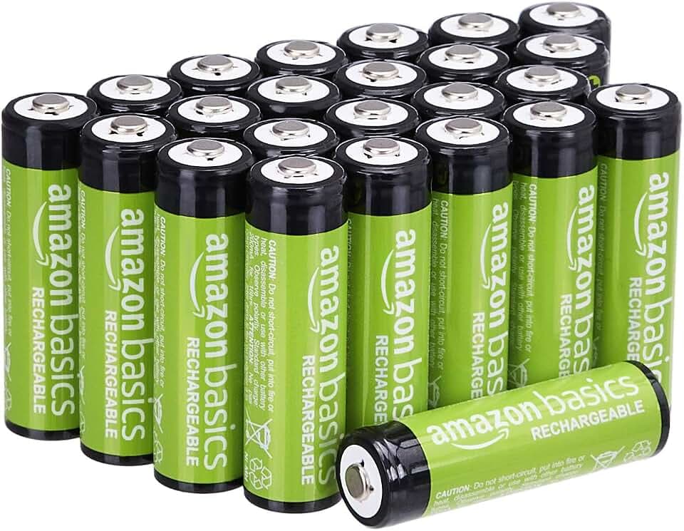 Amazon Basics 24er-Pack wiederaufladbare AA-NiMH-Akkus, 2000 mAh, 1,2 V, bis zu 1000x aufladbar, vorgeladen