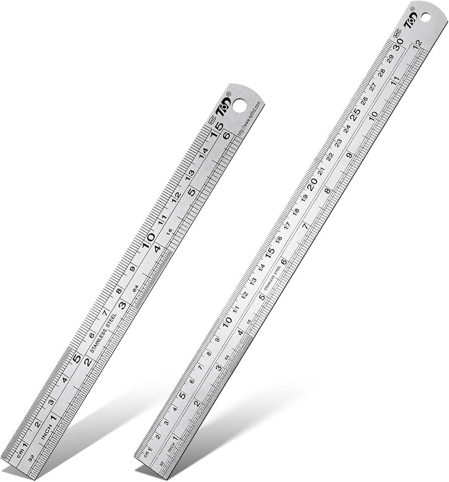 Metall Lineal, 2 Stück Metalllineal 30cm 15cm Zeichenlineal Stahllineal Präzision Lineal Kante Messwerkzeug Ruler Doppelseitenskala Stahlmaßstab mit Metrische&Inch-Skala für Hause Büro