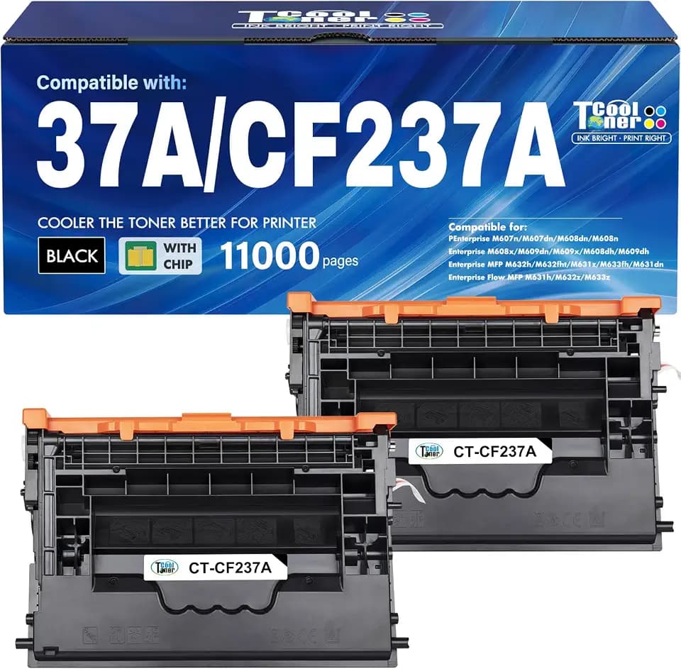CF237A 37A Black Toner Cartridge for HP 37X CF237X M607 M608 M609 2 Pack