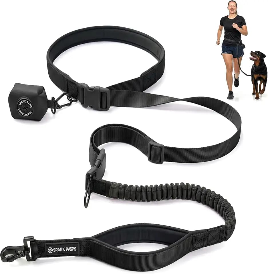 Spark Paws Hands Free Dog Leash - Bungee Waist Belt for Running & Walking