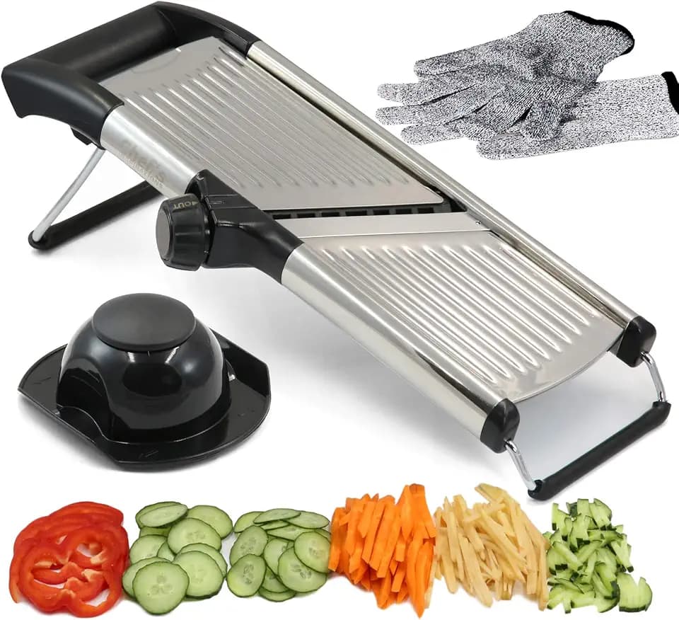 Mandoline Gemüsehobel Gemüseschneider Eignet sich toll für Aufschneiden von Lebensmitteln, Obst und Gemüse. Julienne-Schneider in Profi-Qualität.