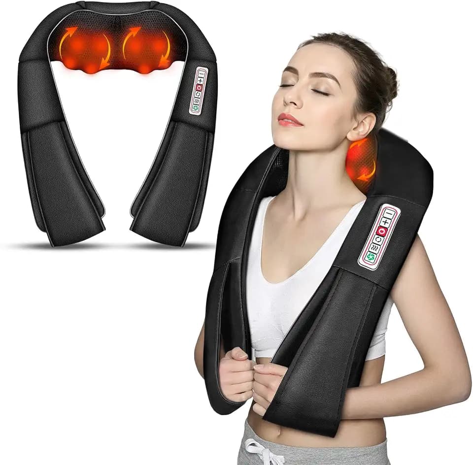 Flintronic Massagegerät Schulter Nackenmassagegerät mit Wärme, Nackenmassagegerät mit 3D-Massage von Tiefem Gewebe, Elektrisch Massagegeräte für Nacken, Beine, Geschenke für Männer Frauen (Schwarz)