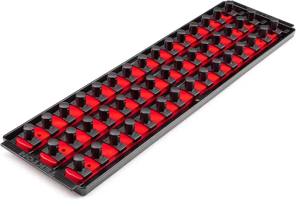 TEKTON 1/2 Inch Drive 3-Rail Socket Organizer Set, Red (45-Tool) | OST27145 | Made in USA