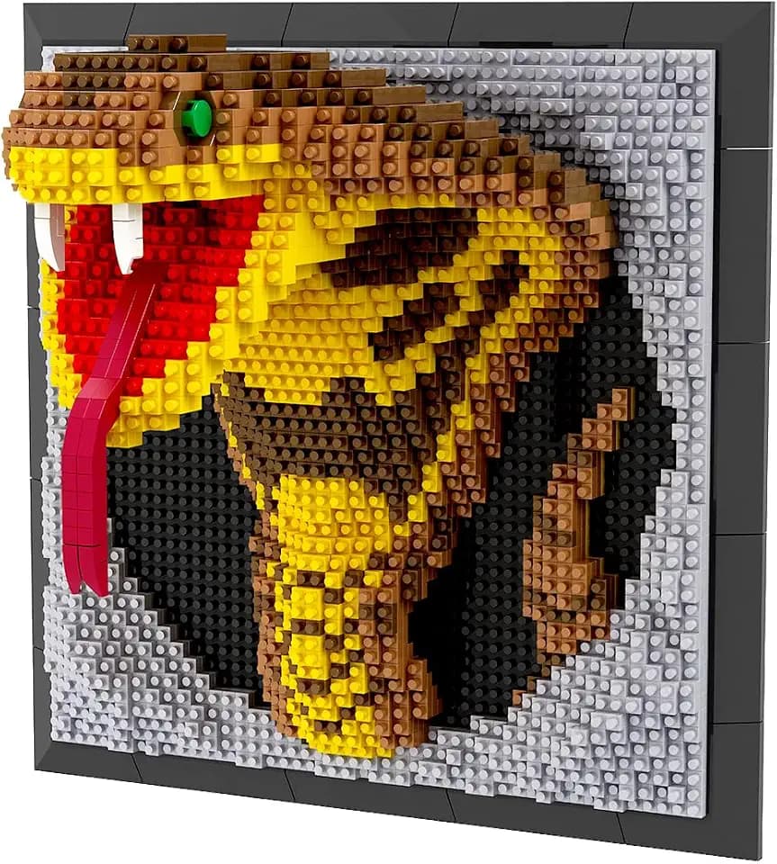 BDYDT Snake Building Blocks Wall Art, 2376 Pieces 3D Model, Creative Decor Gift for Adults Teens 14+ & Kids