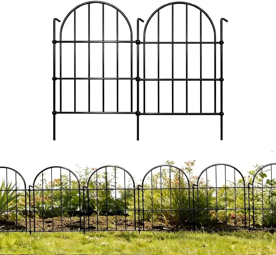 Decorative Garden Fence Panels 16 in(H) x 20 ft(L) Above Ground, Dog Fence Outdoor for Yard No-Dig Pet Barrier, Animal Proof Fence Metal Garden Fencing Animal Barrier, 20 Panels
