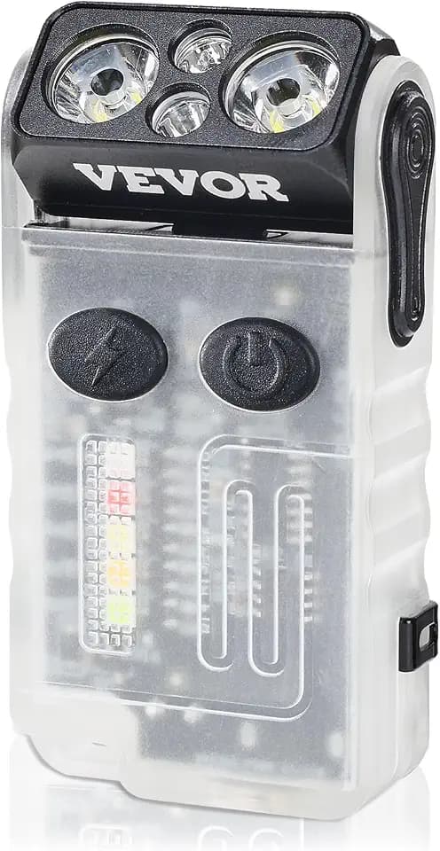 VEVOR Rechargeable Keychain Flashlight, Mini LED Flashlight with 13 Lighting Modes, Portable Pocket Flashlight with Clip, Magnetic Tail & 180° Rotating Head for Everyday Carry, Camping, Emergencies