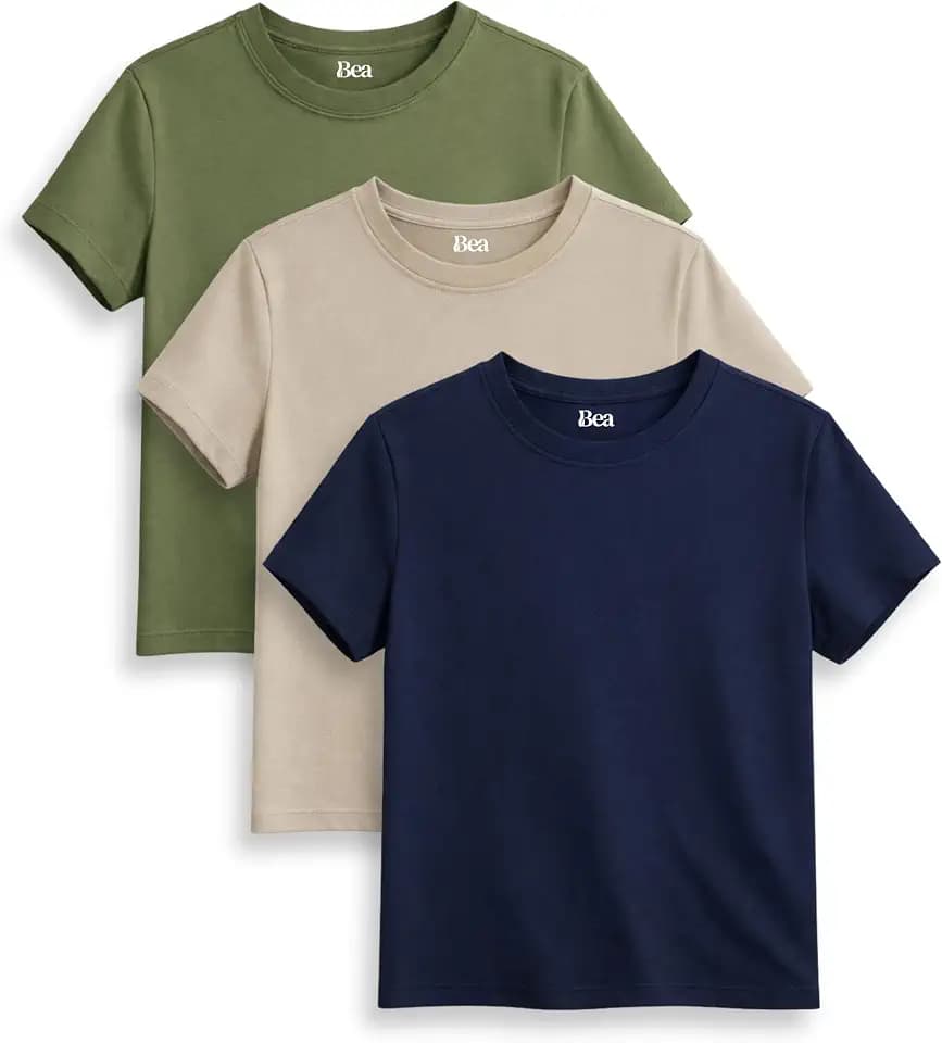 Bea 3er Pack T Shirt Damen Besonders Weich | Entspannte Reguläre Passform, Mittleres Gewicht, 100% Baumwolle Tshirt Damen