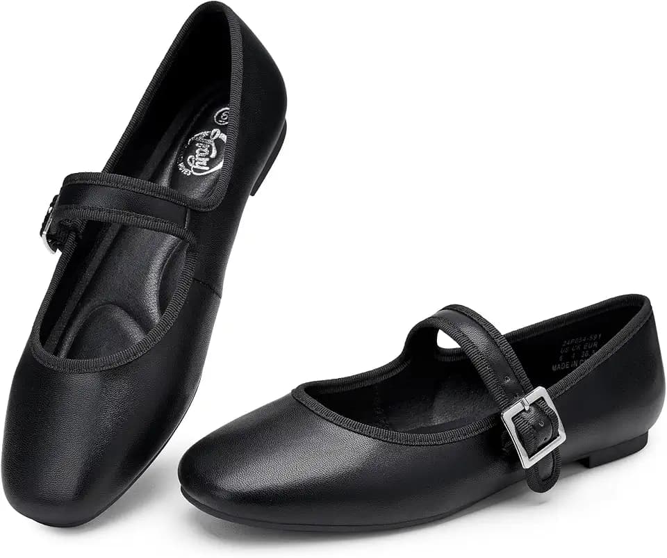 Trary Kirie Velvet Mary Jane Ballet Flats for Women Comfortable Dress Shoes
