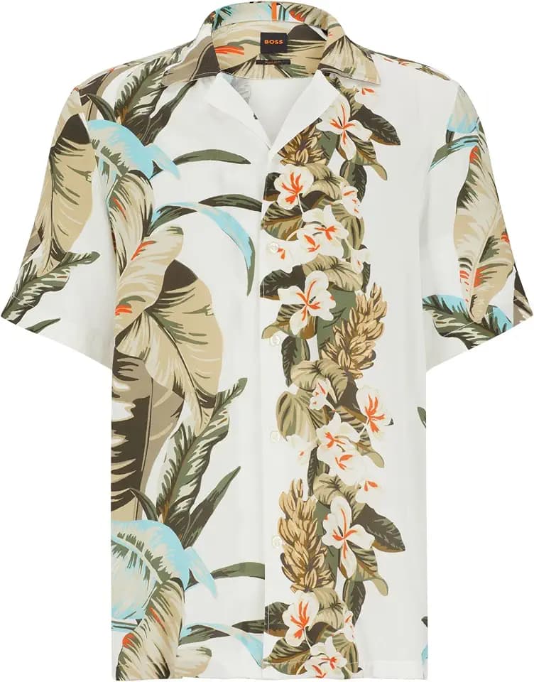 BOSS Herren Rayer Regular-Fit Hemd mit saisonalem Print
