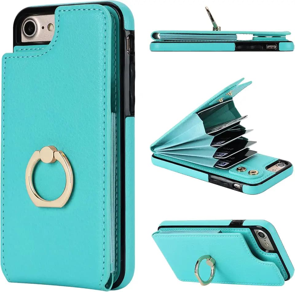 Folosu for iPhone SE(2022) /SE(2020)/7/8 Wallet Case with Card Holder,Green