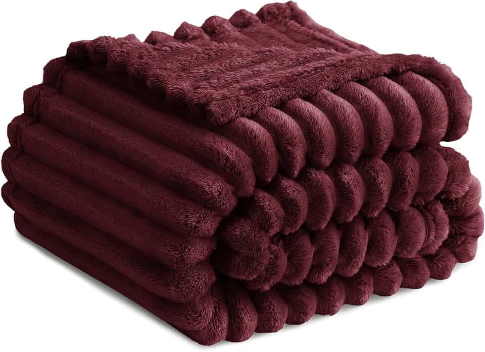 RUIKASI Kuscheldecke Flauschig Decke Weinrot - 150x200cm Fleecedecke Sofadecke Couchdecke für Wohnzimmer Deko Tagesdecke Blanket, Weiche Wolldecke Warme Korddecke als Wohn- & Kuscheldecken