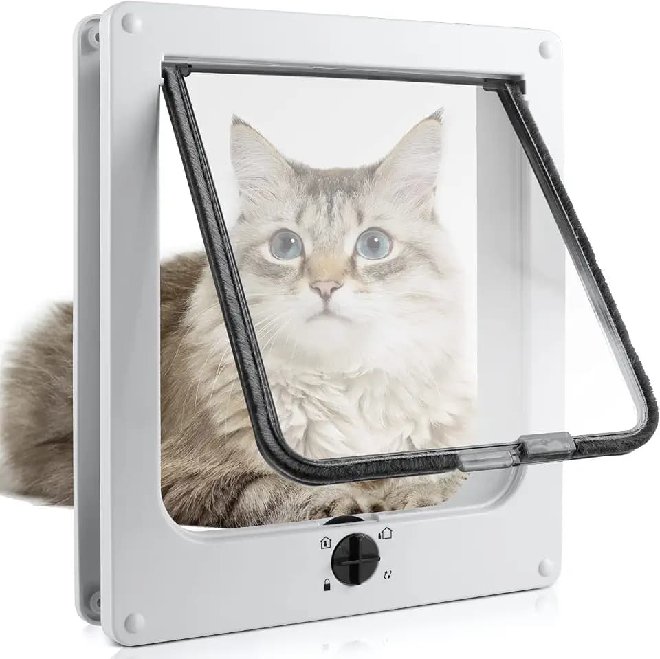 Sailnovo Katzenklappe Hundeklappe 4 Wege Facile-Verschluss für Katzen und kleine Hunde, Installieren Leicht mit Teleskoprahmen, Cat Flap Klappe Hundetür Katzentür Haustierklappe 25 * 29 * 5,5 cm