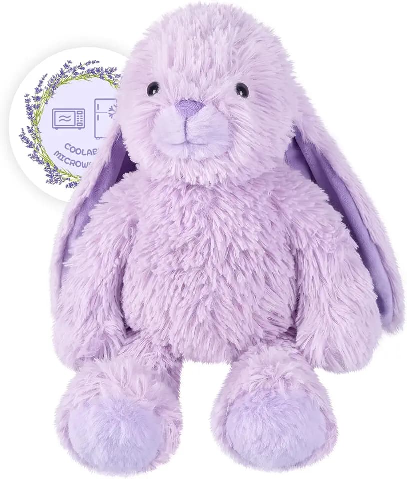 SuzziPals Purple Bunny Stuffed Animal, Microwave Heating Pad Rabbit Plush