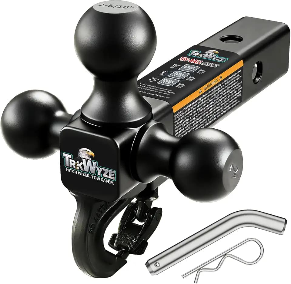 Tri-Ball Hitch 2 inch Receiver, Black E-Coat, Rust & Wear Resistant