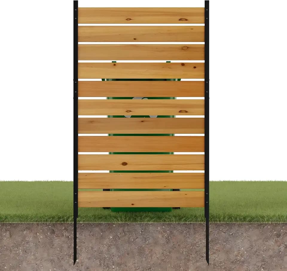 Wood Privacy Fence Screen Outdoor Privacy Panels AC Trash Can Hider No Dig