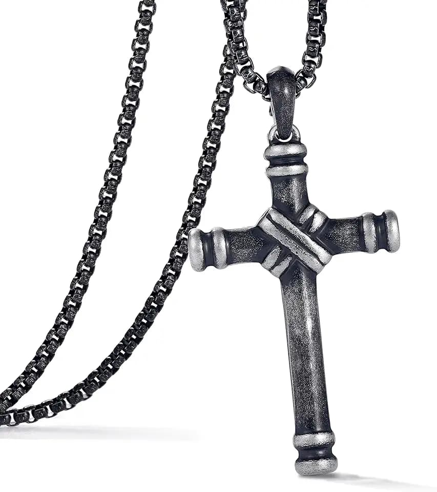Vintage Cross Necklace 24''-26'' Adjustable Chain Religious Jewelry