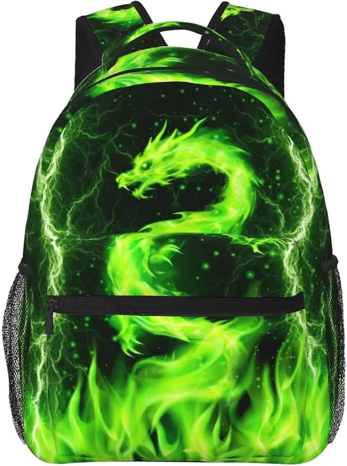 Giwawa Green Dragon Backpack for Boys Girls Kids Animal Backpacks Cool Lighting Bookbags for 2nd 3rd 4th 5th 6th Grade Back to School Gifts