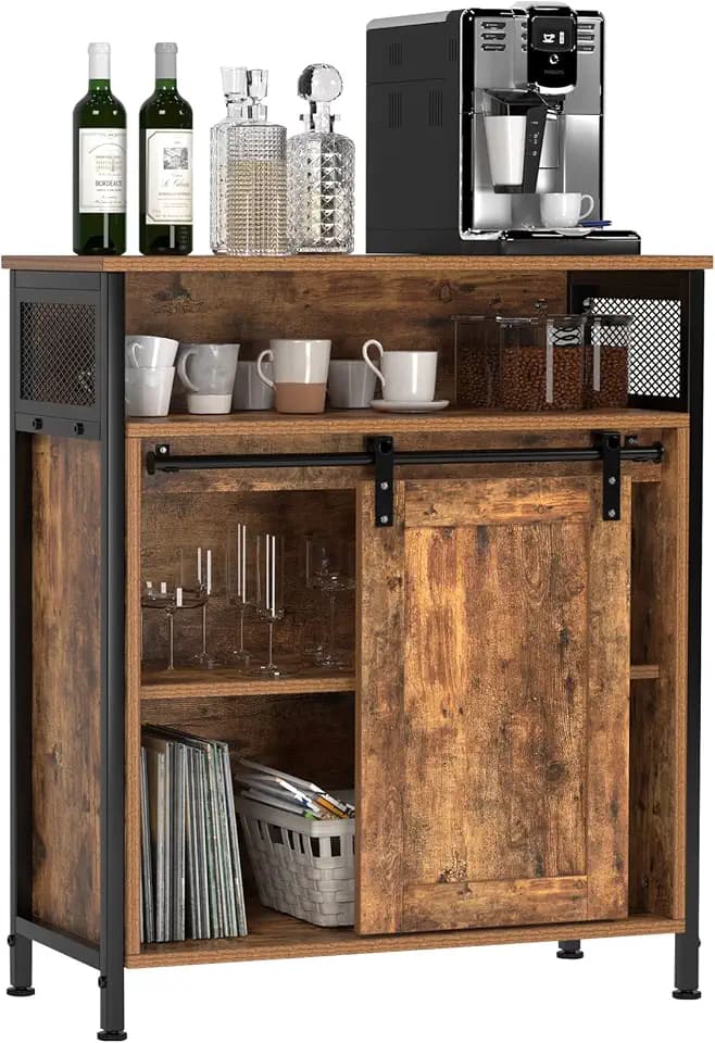 sogesfurniture Sideboard, Küchenschrank, Beistellschrank, Aufbewahrungsschrank, Aktenschrank mit Schiebetür, für Küche, Wohnzimmer, Arbeitszimmer, Industriestil, 70 * 30 * 80cm