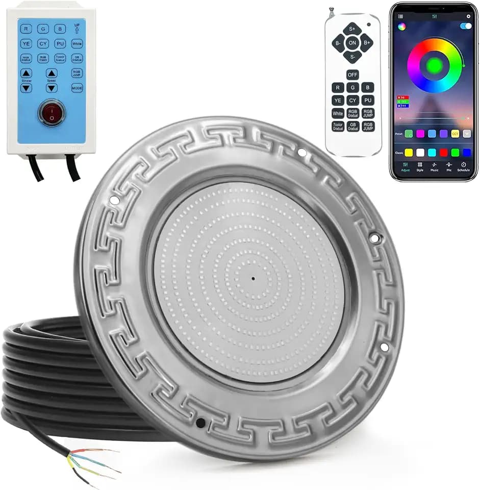 Awanhe Pool Lights for Inground Pool, 60W 10 Inch LED Inground Pool Light with Controller, Remote and APP Control for Wet Niche, Color Changing Underwater Swimming Pool Lights with 50 Foot Cord