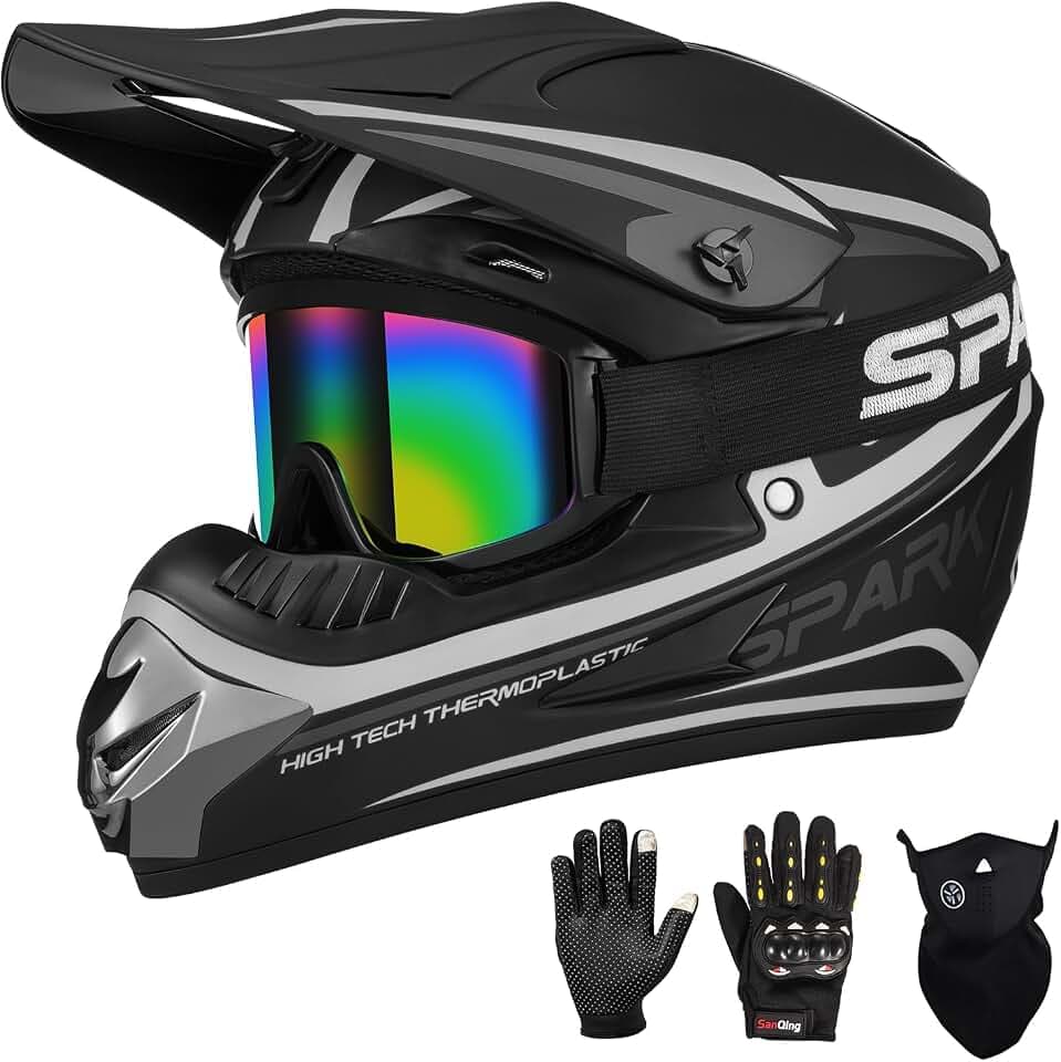 CUTEY Kids Dirt Bike Helmet DOT Approved Full Face Motocross ATV Off-Road