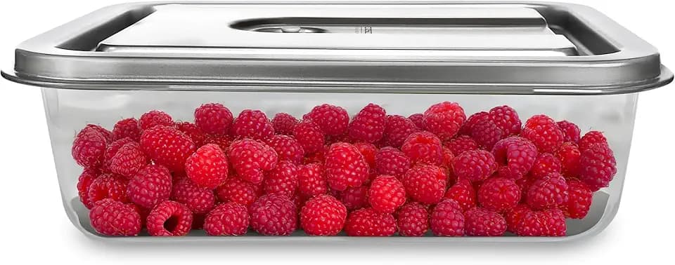 Caso VacuBoxx Inox XL 4.5-Vakuum-Frischebehälter, 4500 ml Volumen, für druckempfindliche und flüssige Lebensmittel, BPA-Frei, Backofenfest, spülmaschinenfest, gefrierfest