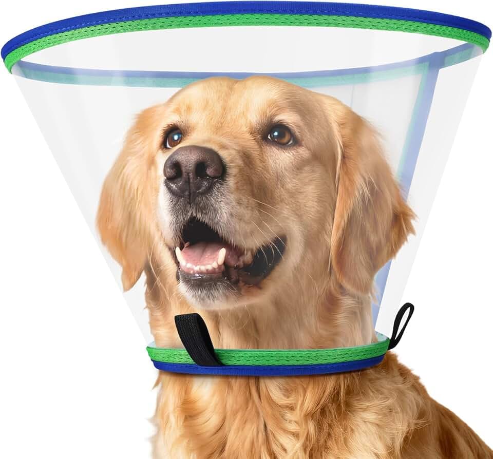 Halskrause Hund Weich, Transparenter Kunststoff-Hundekragen Leckschutz, Verstellbar Kragen Hunde, Atmungsaktiver Schutzkragen Hund, Halskrausen für Hunde, Haustier Elisabethanischer (Blau, Size 4)