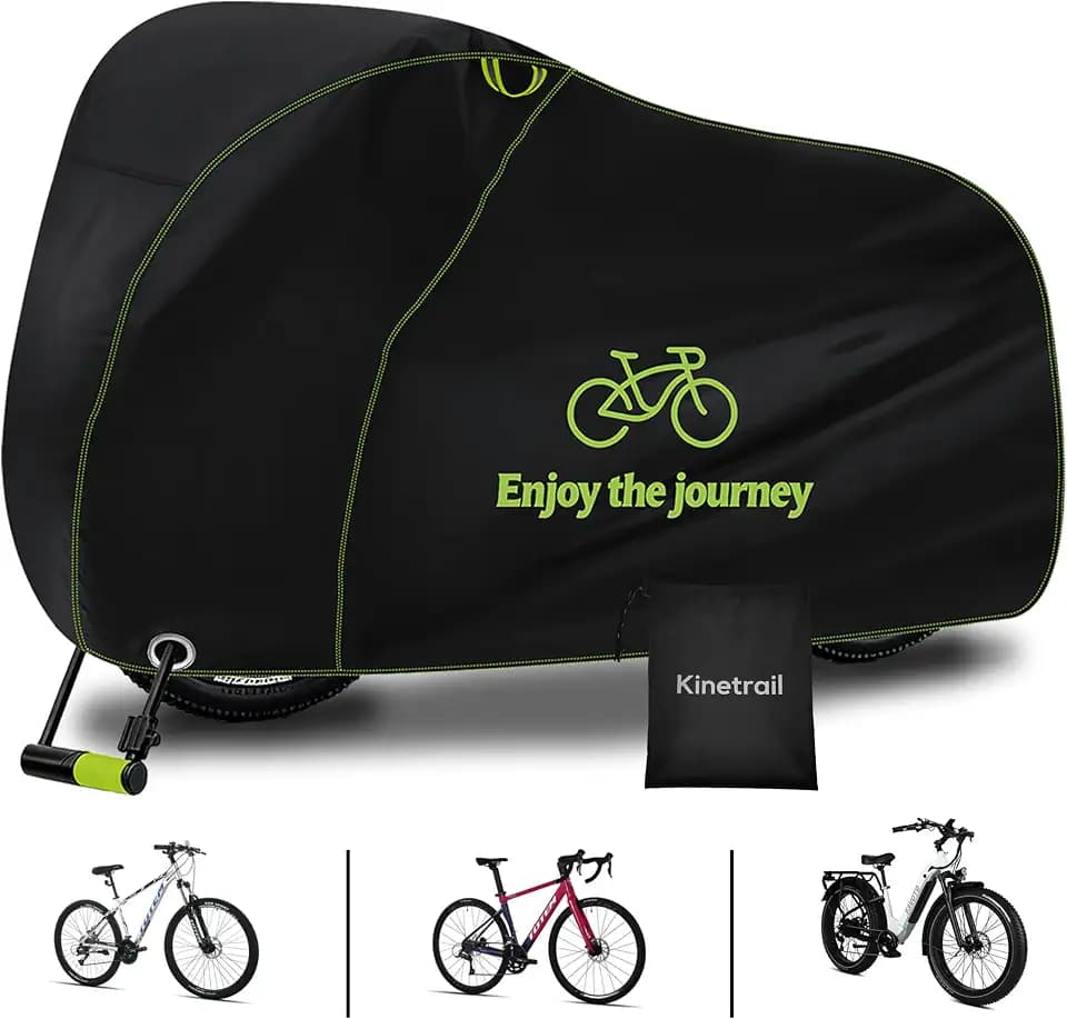 Bike Cover for 1 Bike Waterproof Outdoor, Ebike Cover Rain Sun UV Dust Wind Proof, Bicycle Covers Outdoor Storage with Lock Hole for Electric Bike Mountain Road Bikes