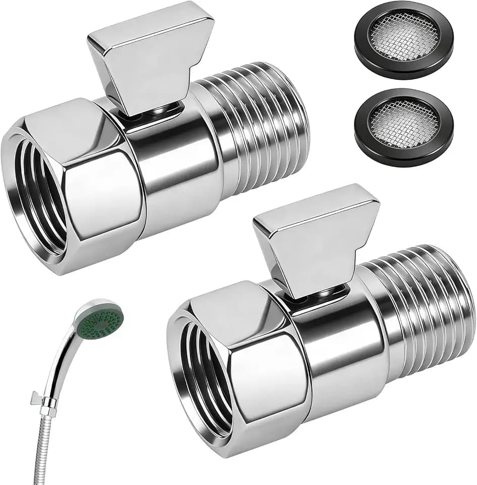 Duschkopf Absperrventil, 2 Stück Poliert Chrom Wasser Absperrventil G 1/2 Dusche Head Absperrventil, Wasserstopper Dusche Durchflussbegrenzer für Duschköpfe Brausearme Handbrausen
