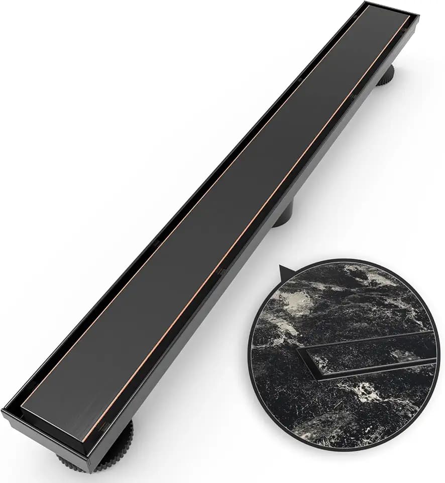 WEBANG 24 Inch Linear Shower Drain Rectangular Floor Drain with Accessories Reversible 2-in-1 Cover Tile Insert Grate Removable SUS304 Stainless Steel CUPC Certified Oil Rubbed Bronze