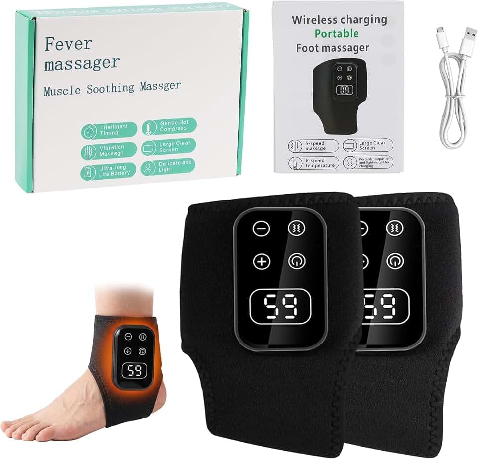 3 In1 Knöchelmassagegerät - Fussmassagegerät mit Wärme, 5 Heizstufen & 5 Vibrationsmodi fußmassagegerät, Fußmassage Ideal Geschenk für Eltern, Massagegerät für Füße, Die Durchblutung Fördern(Schwarz)
