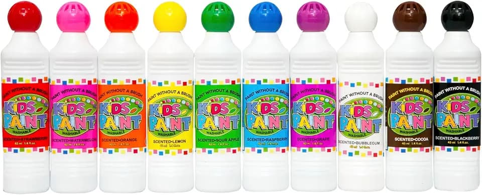 Crafty Dab Washable Scented Kids Tempera Poster Paint, Assorted Vibrant Colors, 1.4 oz, Set of 10