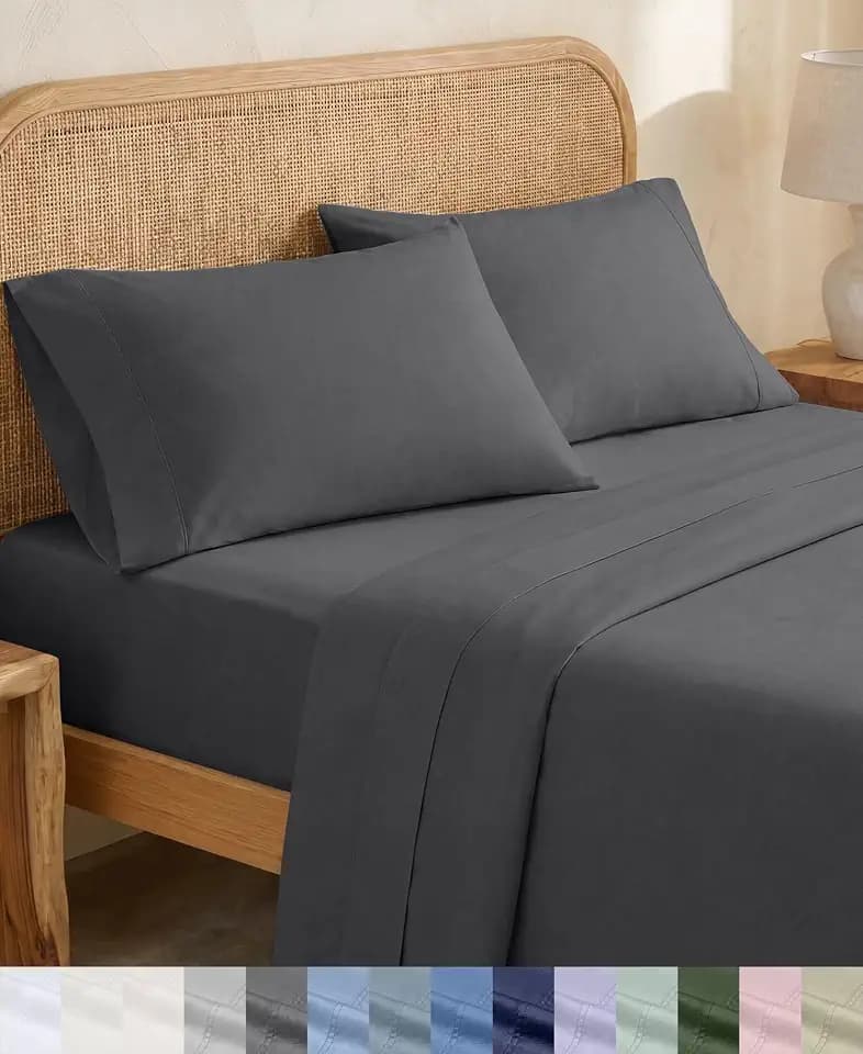 California Design Den 100% Organic Cotton Deep Pocket King Sheet Set, Grey