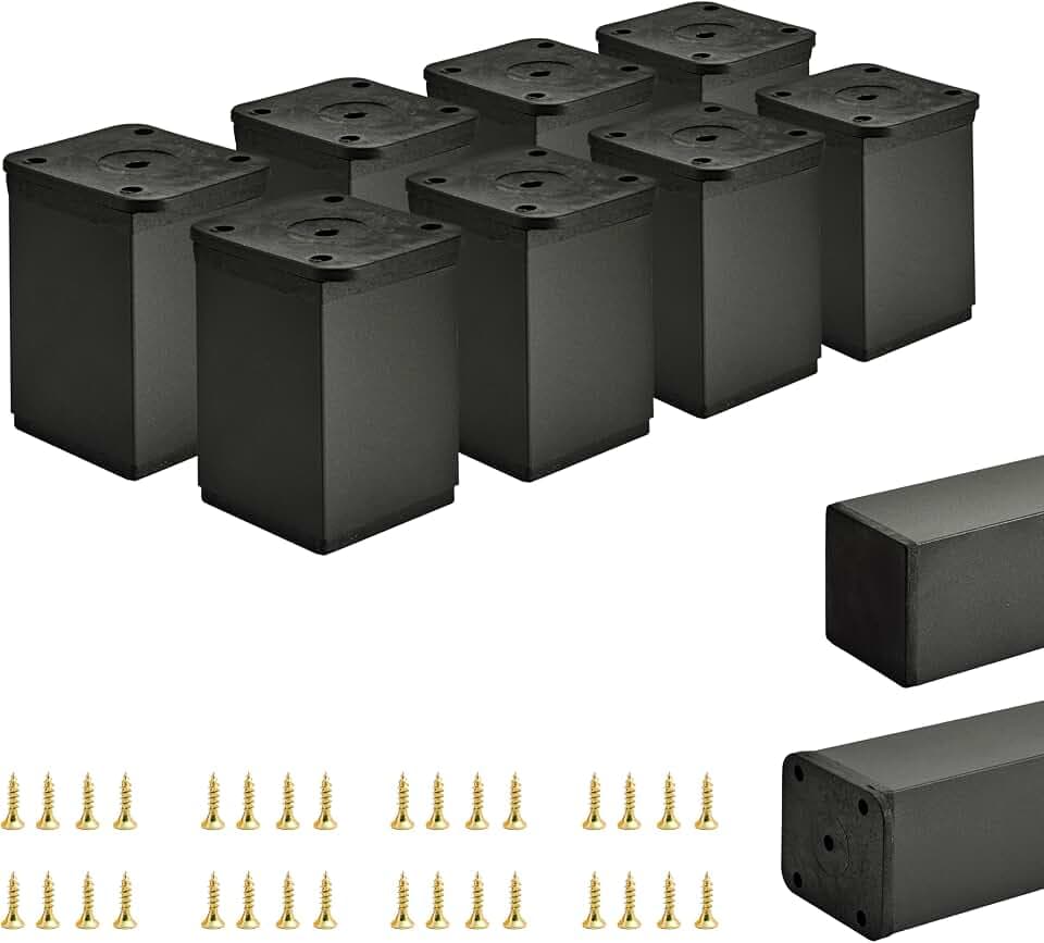 Möbelfüße Verstellbar – 8er Set – Schrankfüsse mit Elegantes Design – Füße für Möbel 40 x 40 x 60 mm Einfache Montage mit Komplettem Schraubenset